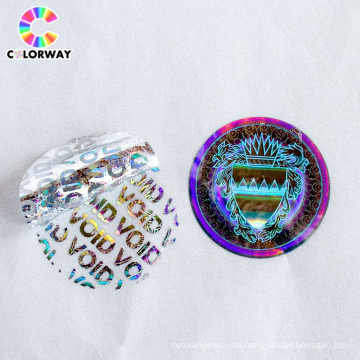 Void hologram sticker label, Customized logo Waterproof honey-comb tamper-evident Sticker